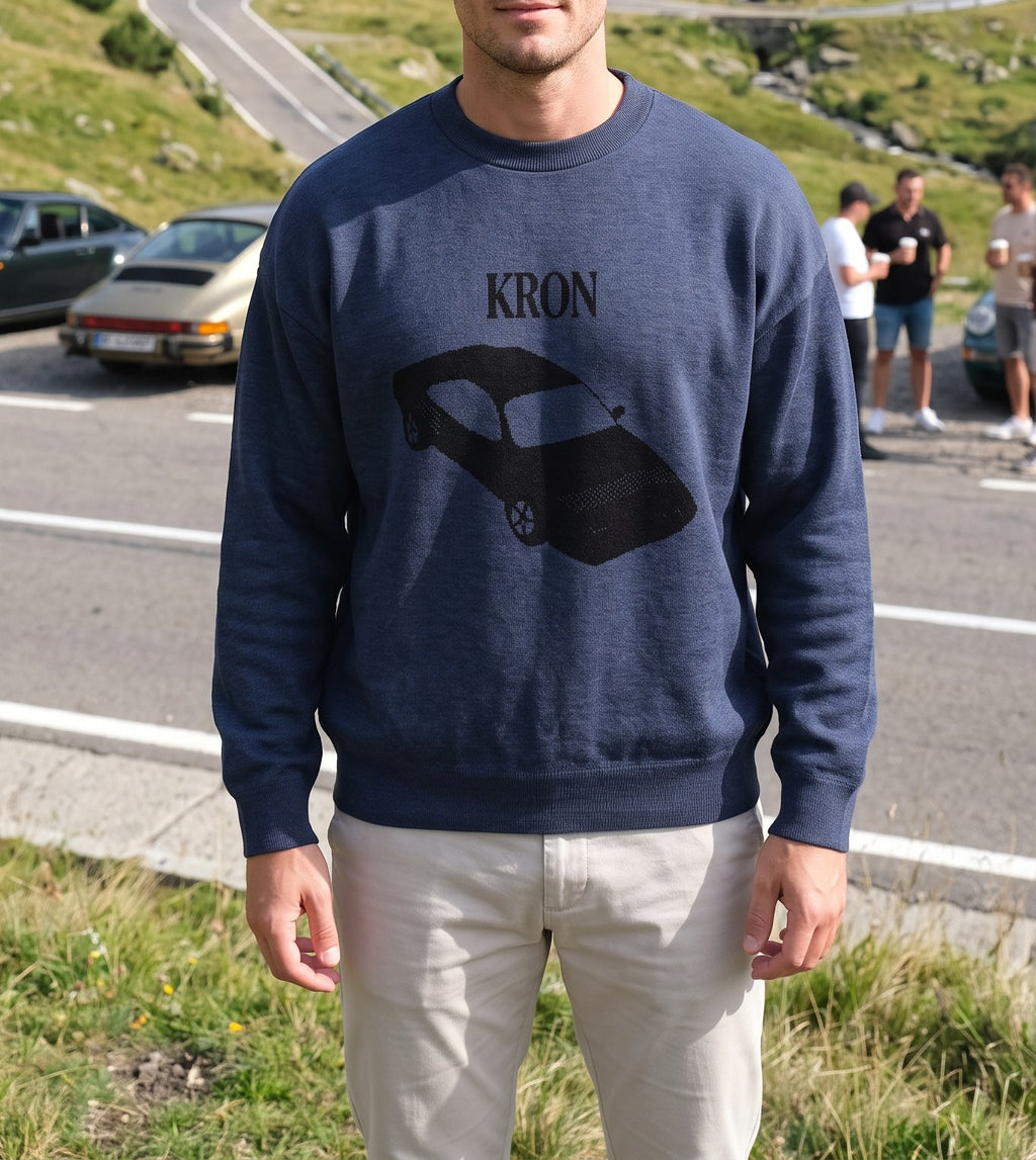 Relaxed fit knitted crew neck sweater, Kron Collection