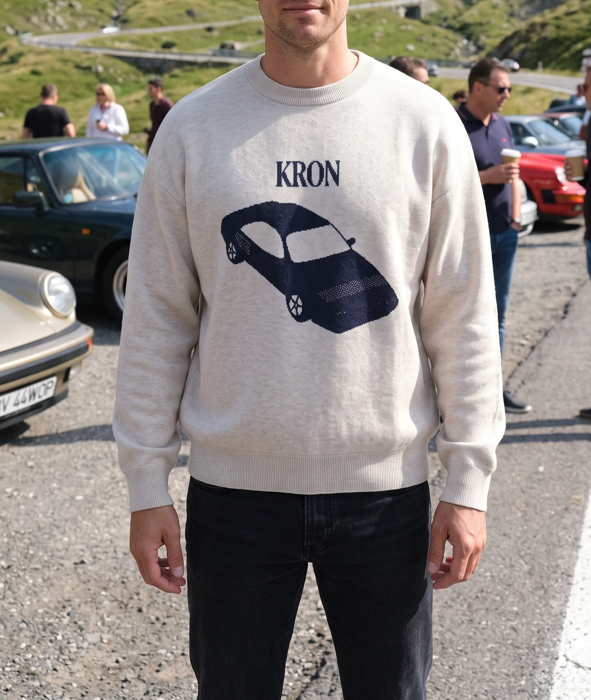 Relaxed fit knitted crew neck sweater, Kron Collection