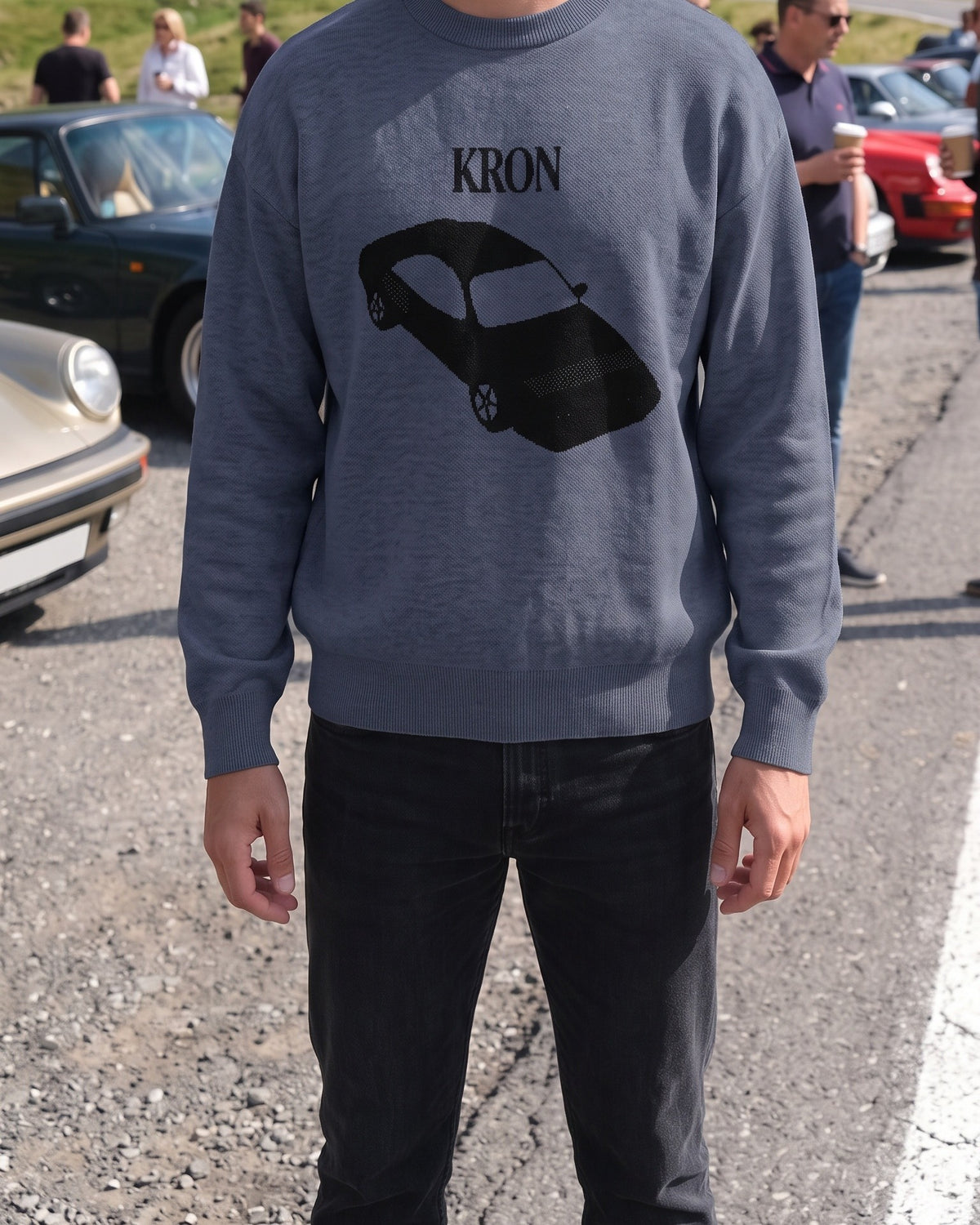 Relaxed fit knitted crew neck sweater, Kron Collection